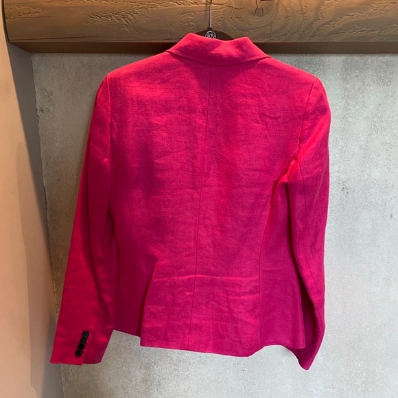 Vintage Ralph Lauren 100% Linen Hot Pink One Button Blazer -New Condition Size 4 - Picture 2 of 3
